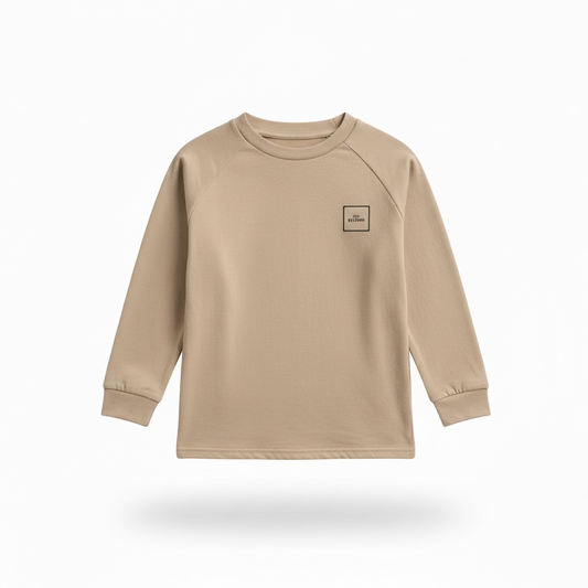 Beige Beyond tracksuit crew-neck top